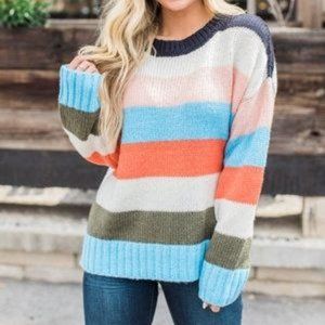 Lift Up My Heart Striped Sweater